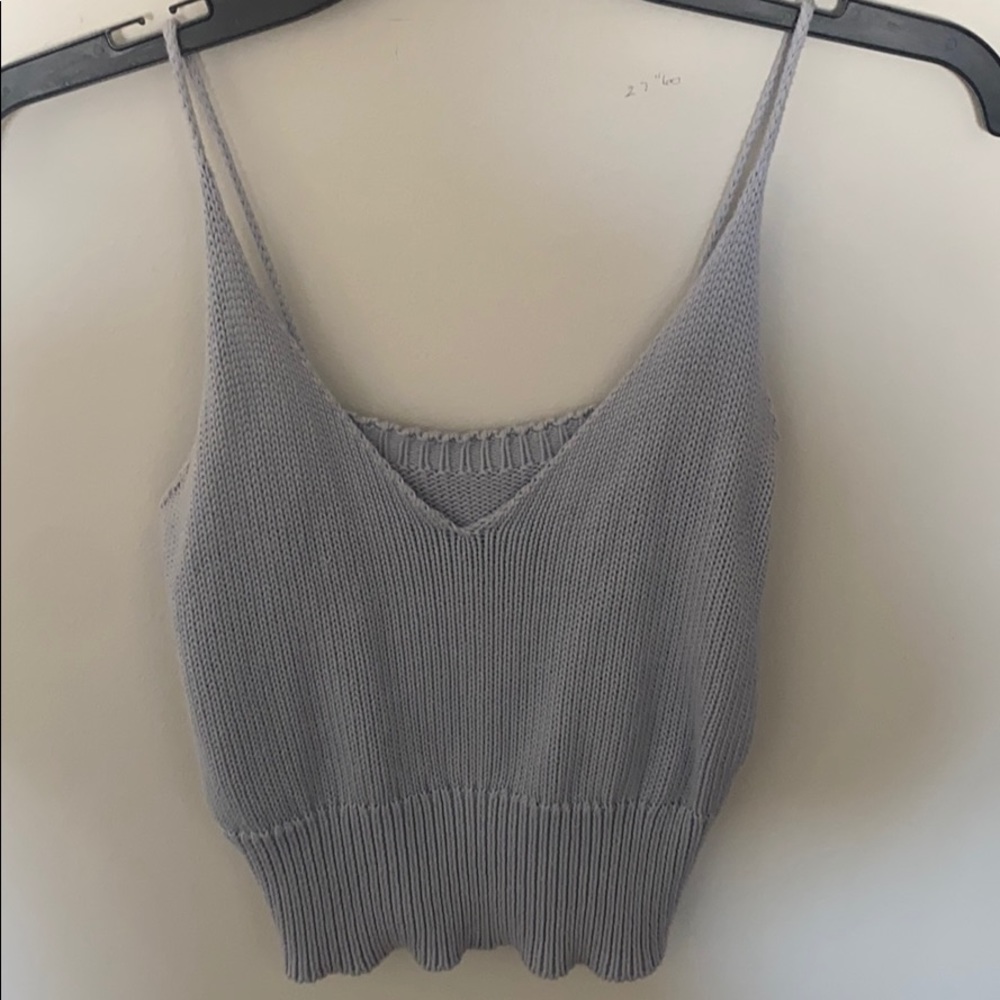 Knitting Patterned V Neck Top - image 1